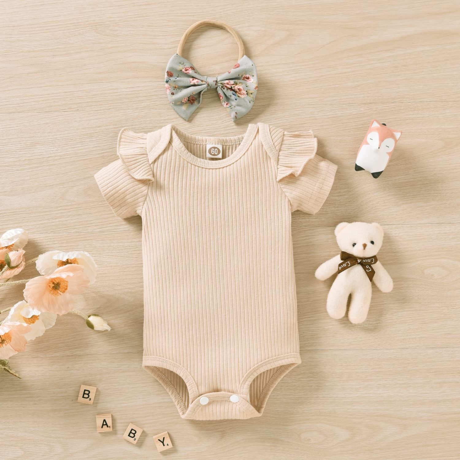 Baby Girls Ribbed Bodysuit Pants Outfits Spring Summer Clothes