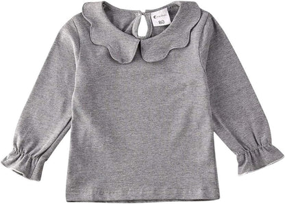 Toddler Baby Girl Basic Plain Ruffle Cuff Long Sleeve Cotton T Shirts Tee Tops