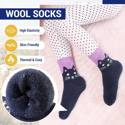 6 Pairs Children'S Winter Warm Wool Socks Kids Toddlers Boys Girls Thermal Thick Boot Cozy Crew Socks