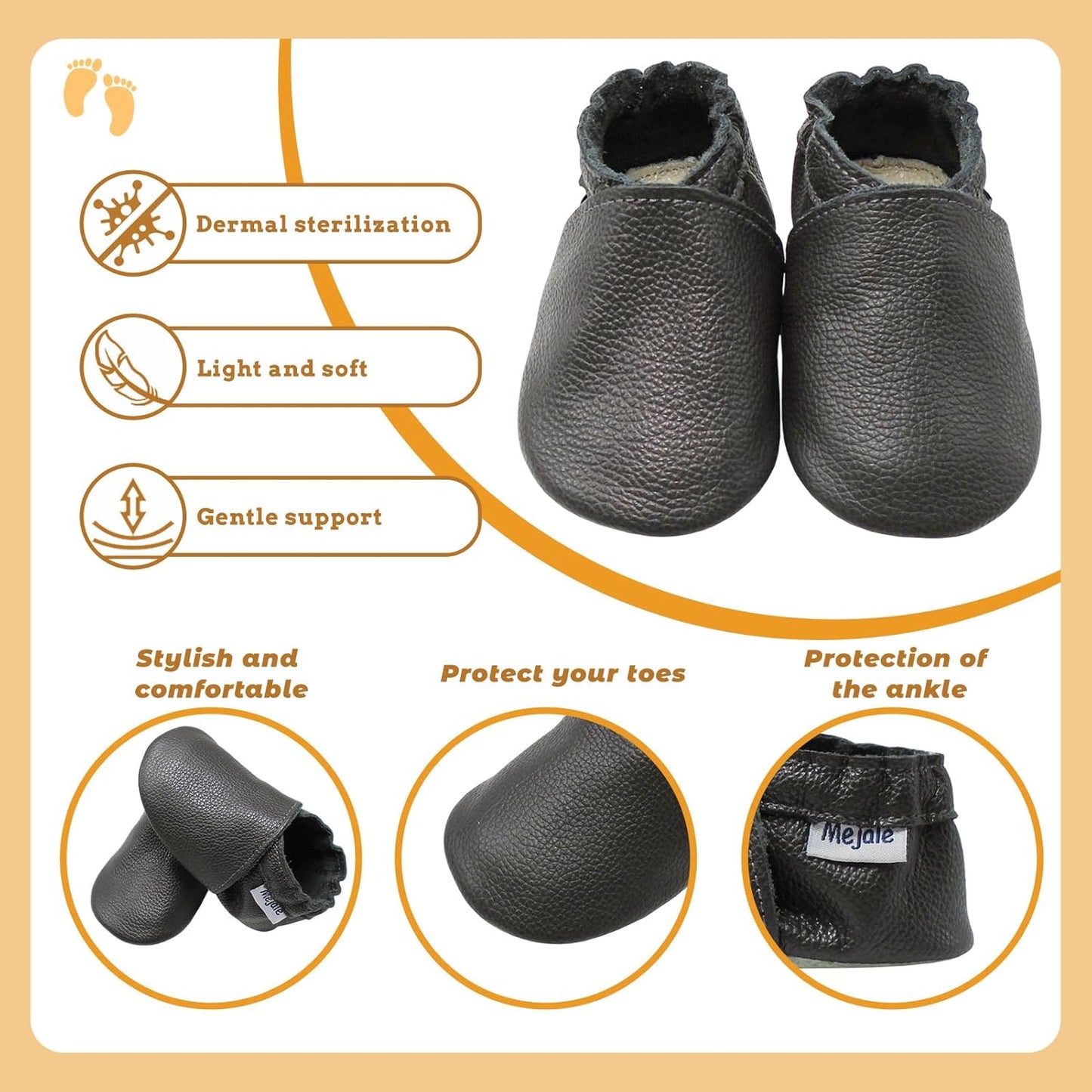 Baby Boy Girl Shoes Soft Soled Leather Moccasins Anti-Skid Infant Toddler Prewalker